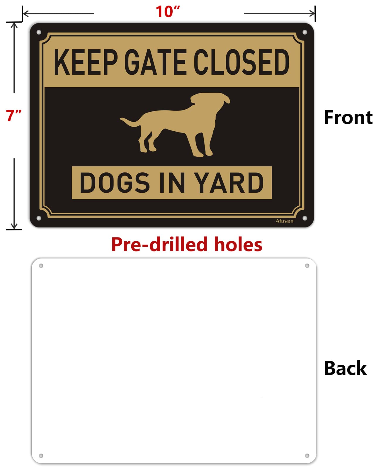 2 Pack Keep Gate Closed Signs Dogs In Yard Sign Metal Reflective Warning Dog Sign 10