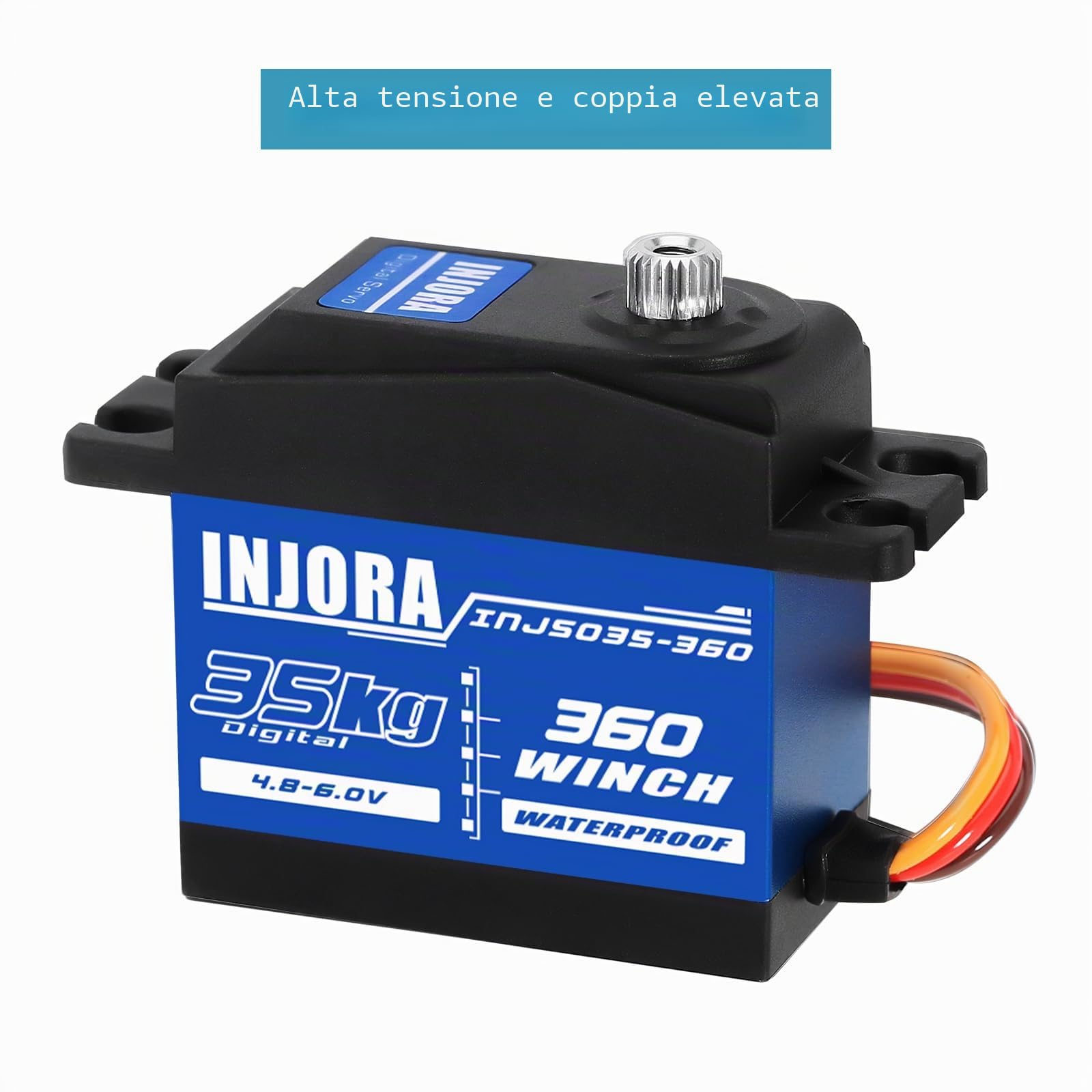 INJORA 35KG Digitale Servo 360 ° Bobina di Verricello 25T per SCX10 PRO RC