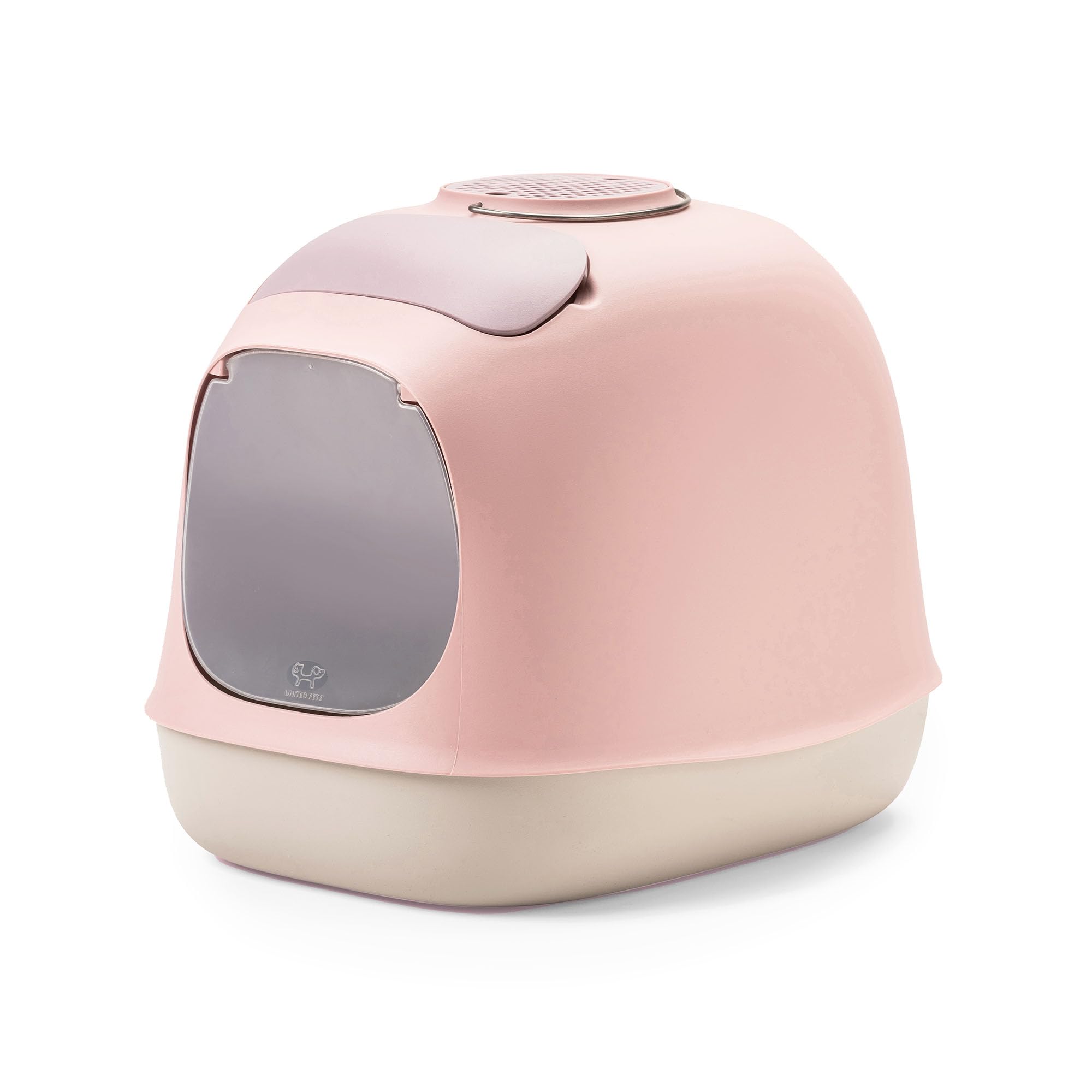 United Pets Minu, Katzentoilette mit Abdeckung, Made in Italy, Hellgrau/Rosa - Einheitsgröße