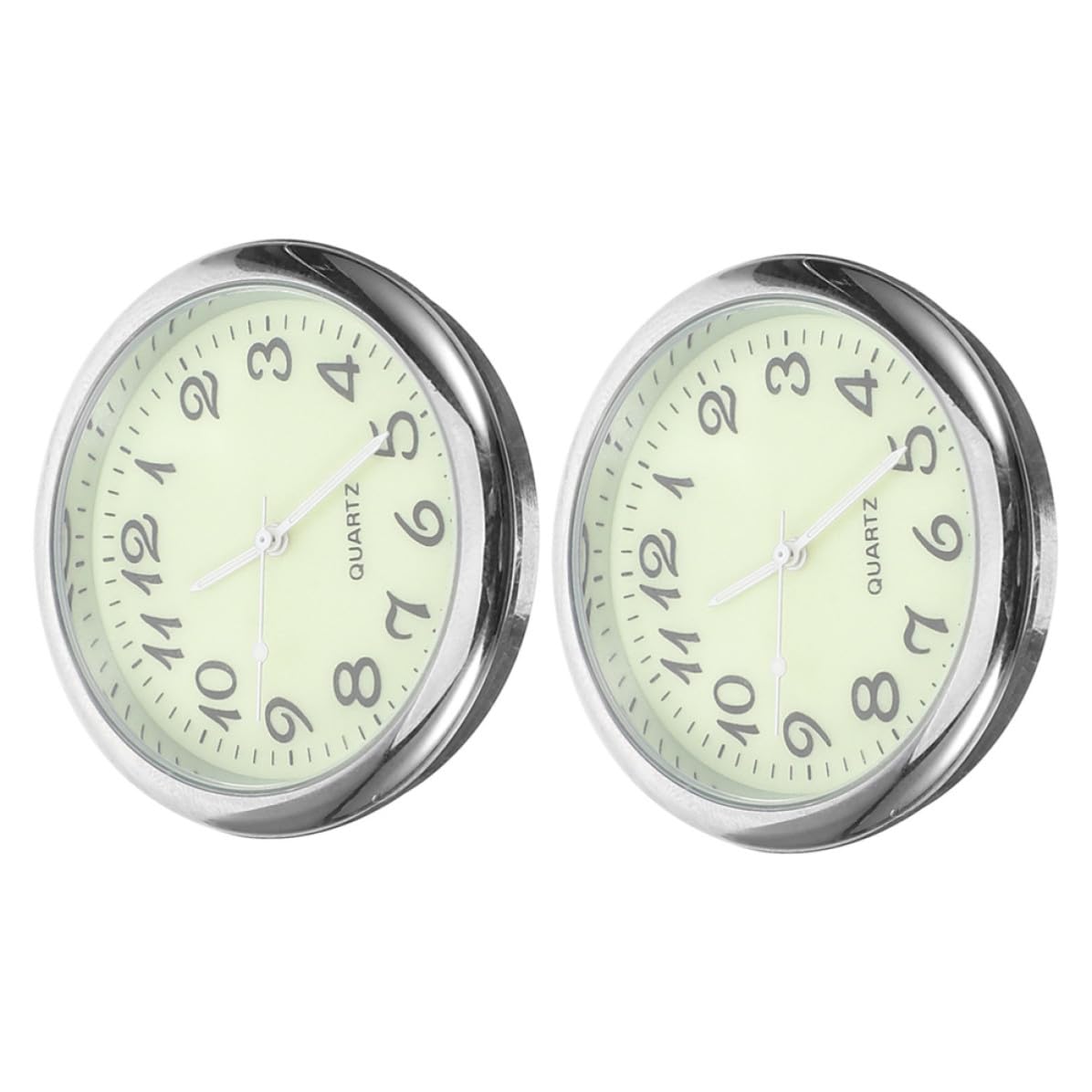 2pcs Portable Automotive Car Clock with Quartz Timekeeping Technology, Silver Metal and Glass Mini Dashboard Clocks, Unique Creative Style for Car Interior Accessories