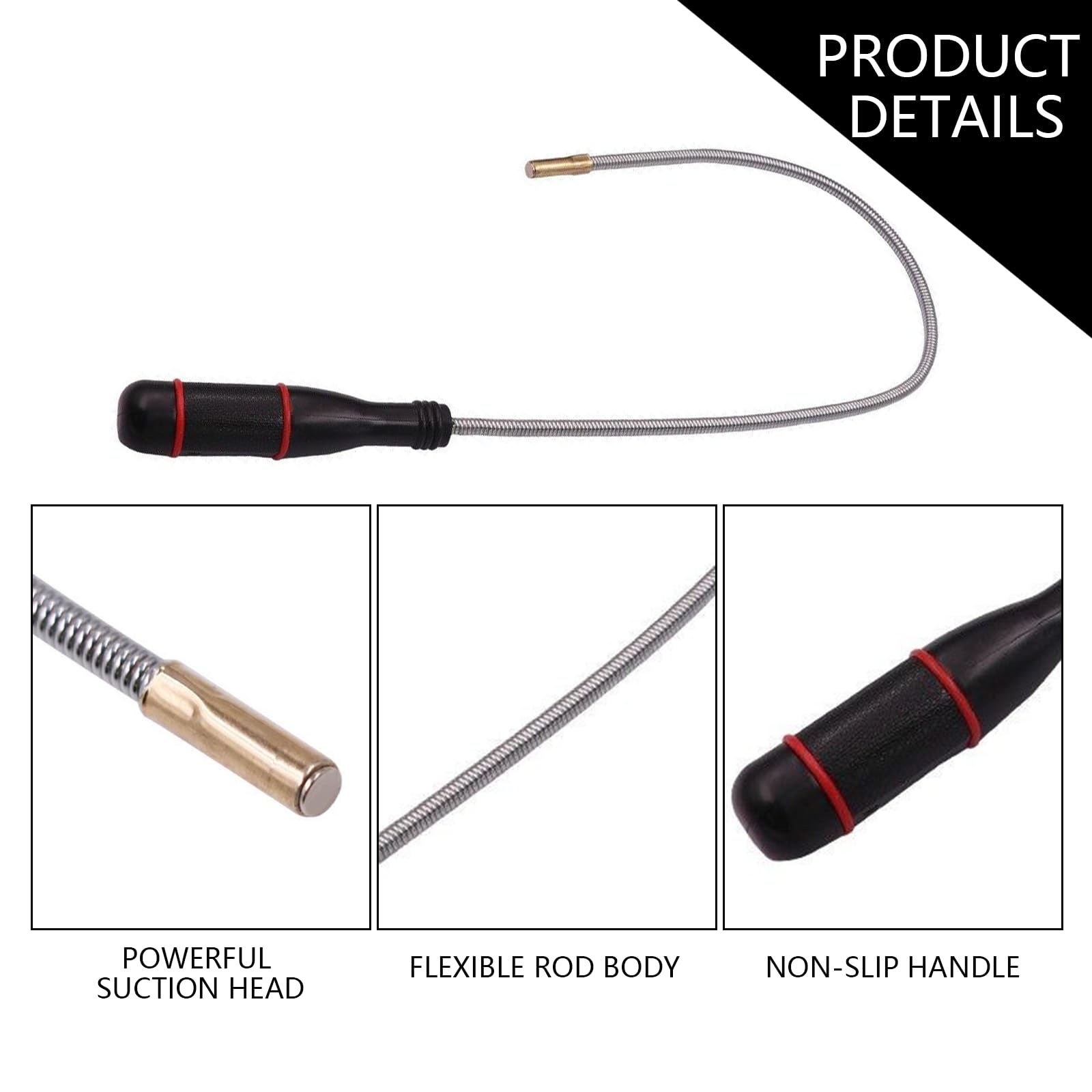 Iman Telescopico Flexible 60cm Herramientas de Recogida Magnetica para Taller