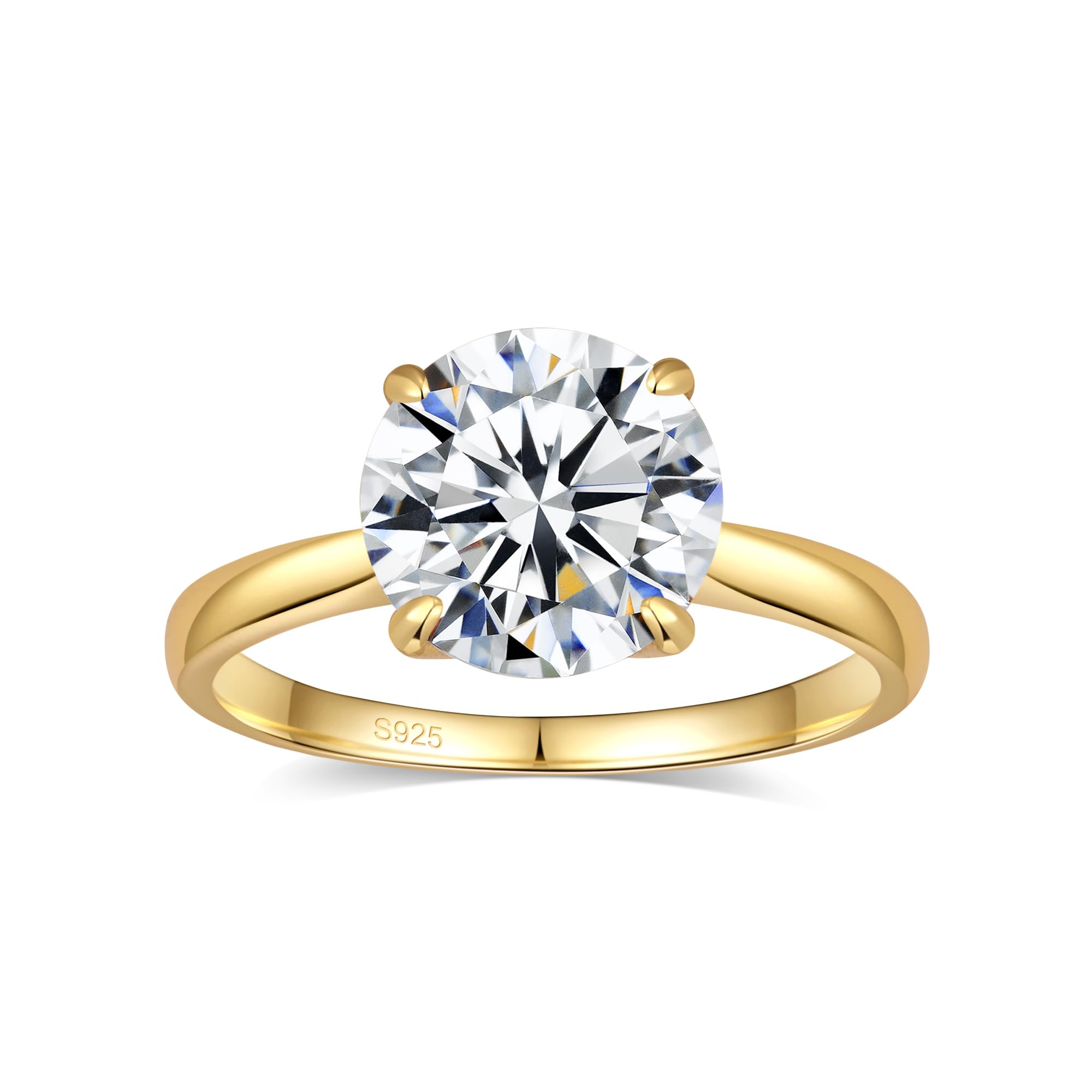 Moissanite Engagement Rings for Women,Promise Rings 925 Sterling Silver with 18K Yellow/White Gold Plated,D Color VVS1 Wedding Band Moissanite Ring 0.5/1/1.5/2/3/4CT
