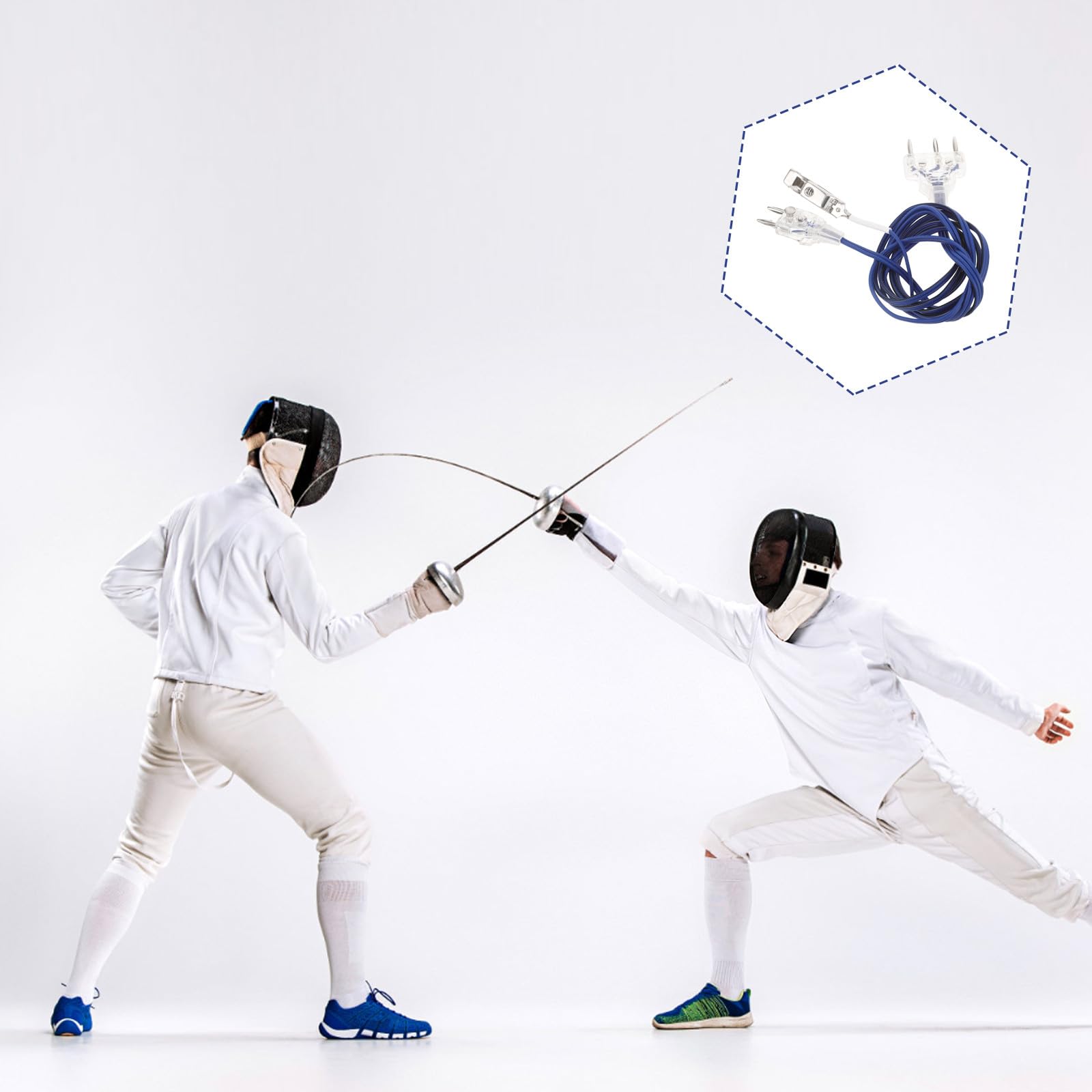 ifundom Cable de Cuerpo para Esgrima: Cable Conductor de Espada de Alto Rendimiento, de Conexión Duradero para Competición Y Entrenamiento, Color Azul.