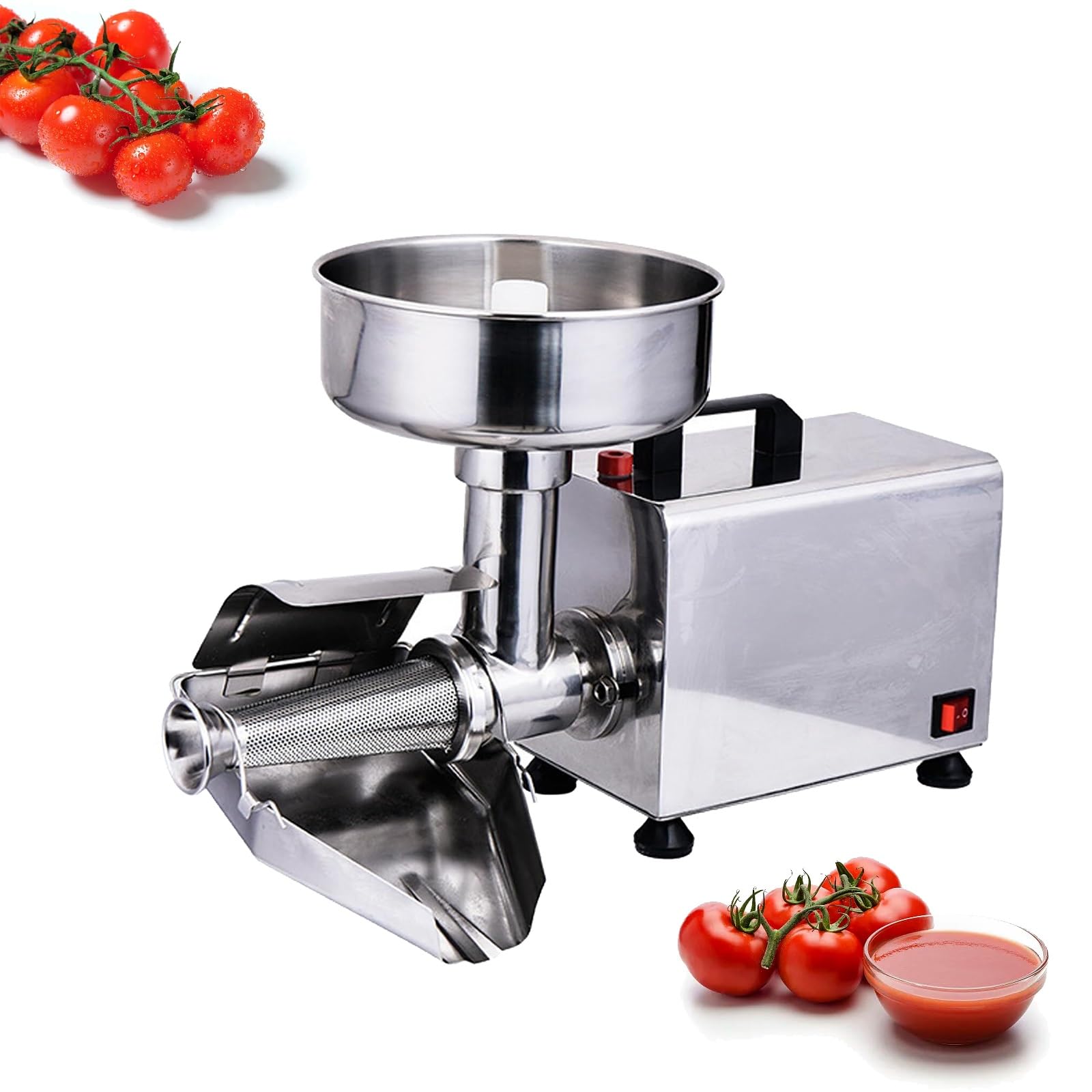 Passapomodoro Professionale, passapomodoro Elettrico da 450 W, 150 kg/h, Secchio Rimovibile, spremiagrumi in Acciaio Inox per Conserve di pomodori, Puree e Salse