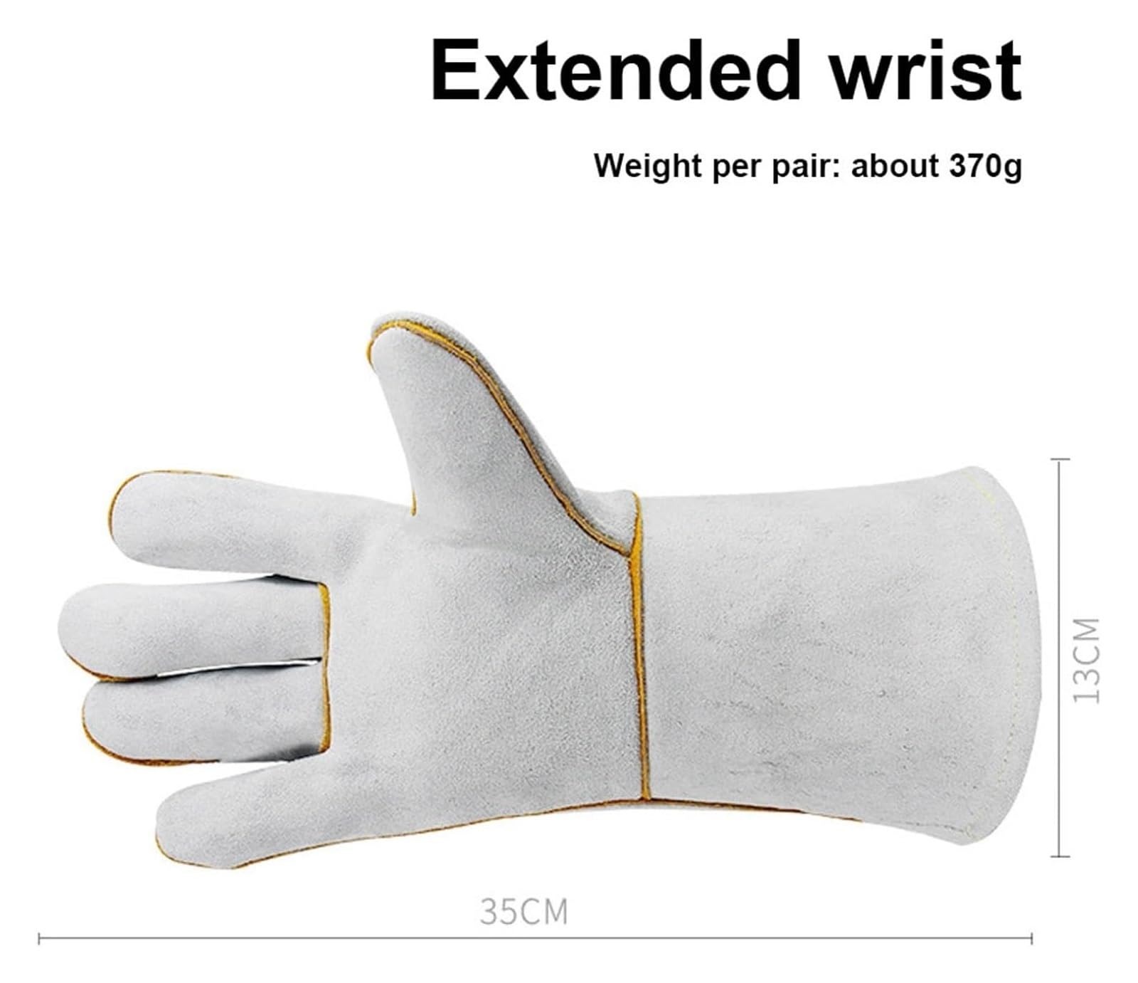 Gants de jardinage, gants de soudage en cuir, lot de 2 paires, gants de travail for soudeur à l'arc TIG MIG résistants à l'usure et aux hautes températures, 14 pouces/35 cm de long