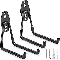 LUPYJI 2 Pack Heavy Duty Garage Hooks - Wall Mount Storage Hangers for Ladders, Tools, Hoses, Bikes & Bulk Items