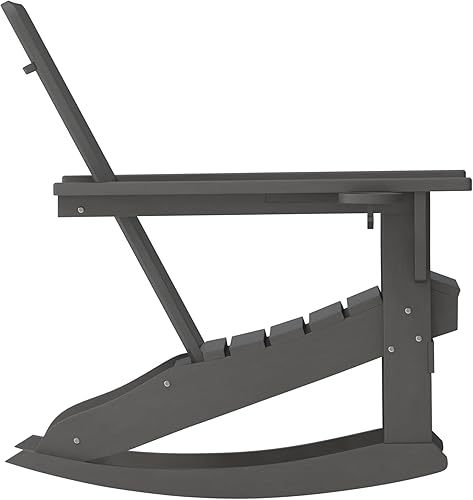 Miniatura 9 de Flash Furniture Halifax Adirondack - Silla mecedora Adirondack con soporte para tazas, silla mecedora Adirondack de poliresina resistente a la