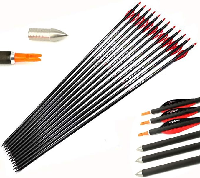 32" Carbon Arrows 300 Spine Carbon Arrows Hunting Arrows 300 Spine ID 9.8mm Field Tips for 65