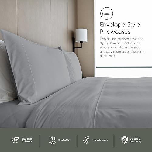 Miniatura 5 de TAFTS-Sábanas de bambú tamaño Queen - Juego de sábanas de viscosa de bambú 100% puro - Sábanas de bambú 400TC - 4 piezas - 17 pulgadas Deep Pocket -