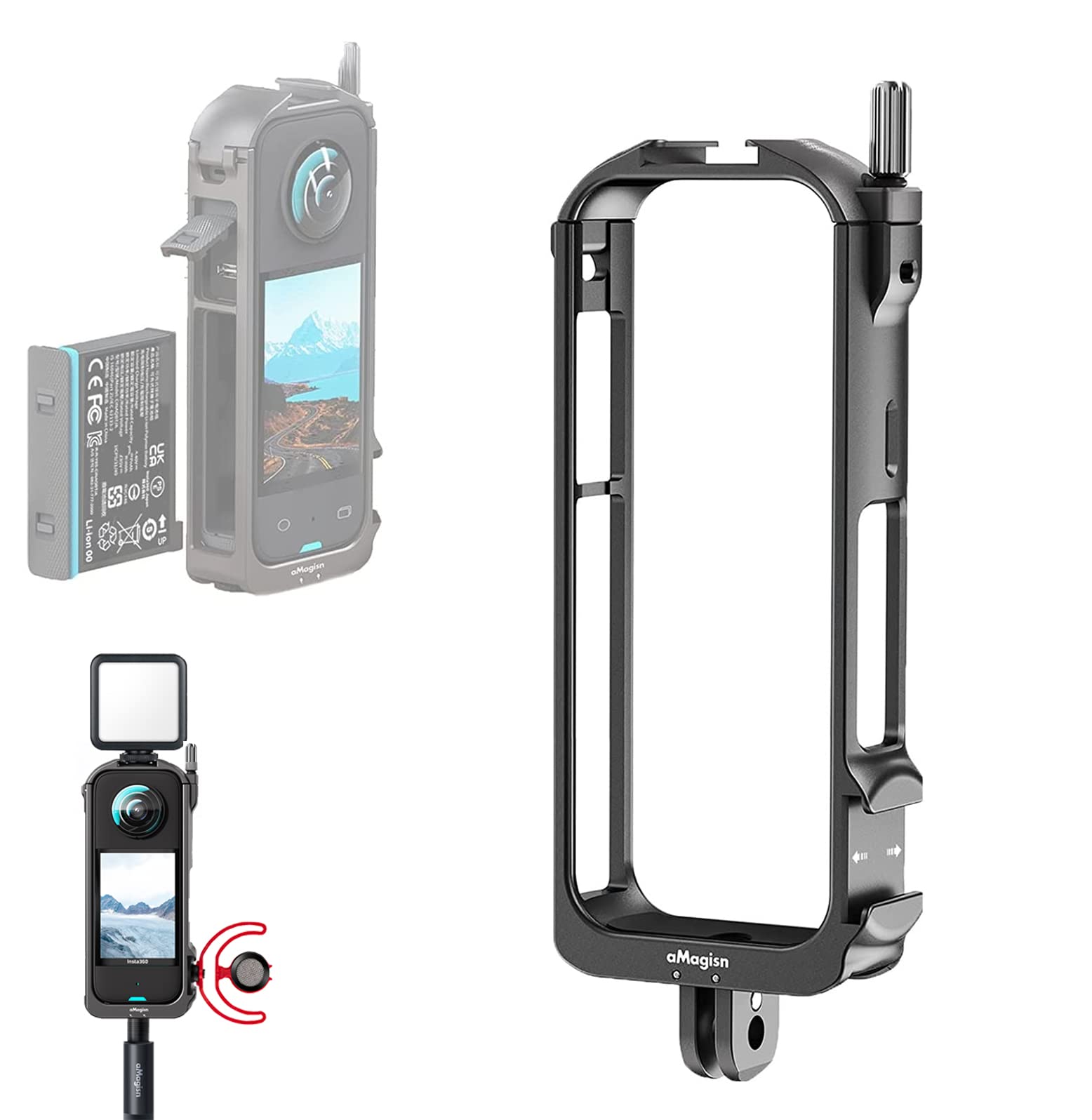 Insta360 X3自撮り棒純正バッテリー3個、レンズカバー、ゲージ付き