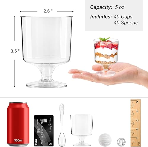 Miniatura 9 de Zezzxu 100 Pack 2 oz Mini Dessert Cups Disposable Appetizer Cups Mousse Cups Small Plastic Wine Glasses for for Serving Individual Pudding Shots