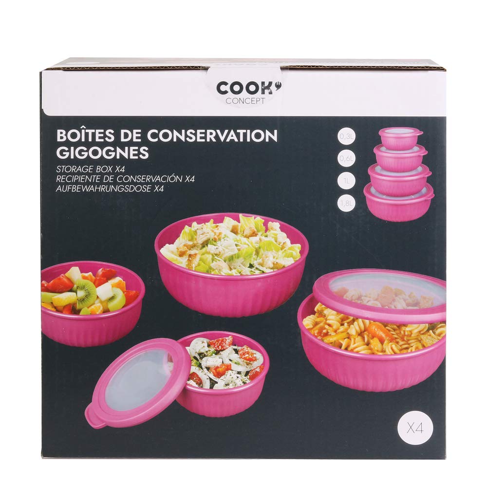 COOK CONCEPT — Set mit 4 flachen Aufbewahrungsboxen — Maße: 23,5 x 22,5 x 9 cm
