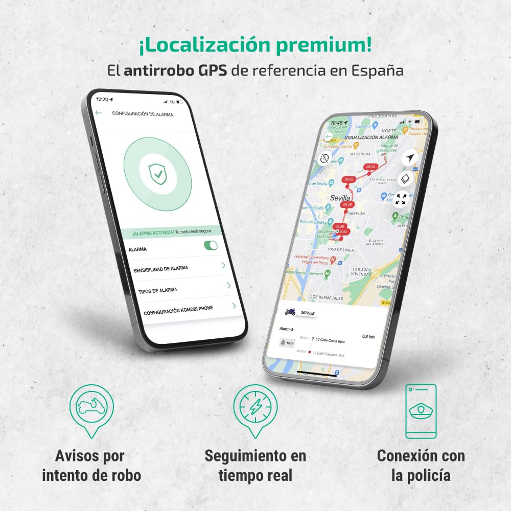 KOMOBI Pro Traceur GPS pour Moto avec Alarme Antivol. GPS Tracker avec Avis de Révisions. Localisateur de Scooter avec Abonnement et SIM. Traqueur de Vehicle avec Télémétrie + Smartkey