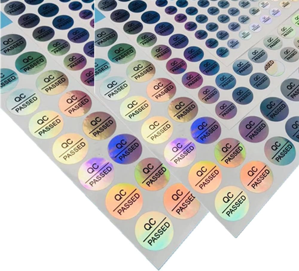 2000 PCS Silver QC Passed Stickers for Warehouse Inventory Quality Control Checked Tested Pass Approval， Size 0.39 Inch Round Shape Reflective Laser Waterproof Adhesive Labels