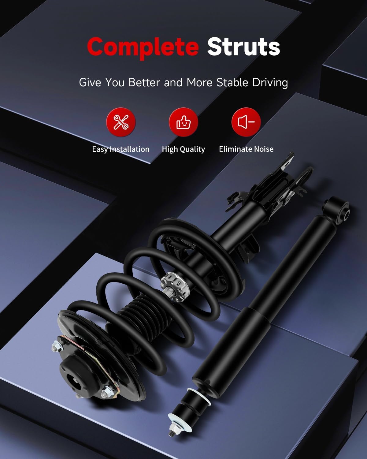 cciyu Complete Struts Shock Absorbers Fits 2003-2007 Murano, Front & Rear Pair, Black, Modern Style, Metal (Steel or Aluminum), SHOCK_ABSORBER, Automotive Suspension Struts