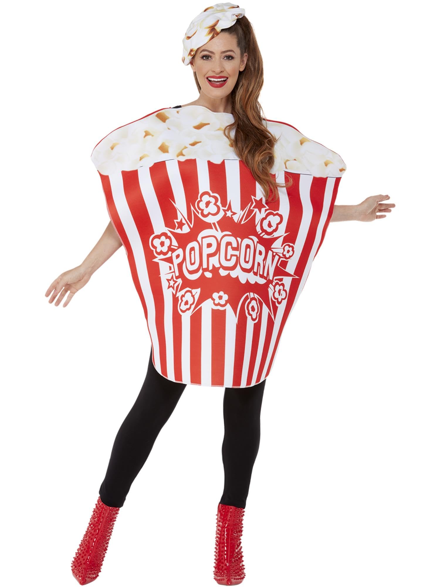 Smiffys Déguisement de popcorn, Rouge et blanc, Déguisement complet et chapeau