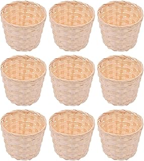 FOMIYES 9Pcs Small Weaving Storage Baskets, Woven Flower Pot Decorative Desktop Basket Sundries Organizer for Favors Crafts Decor Desk Storaging (3.34X3.34X2.75in)