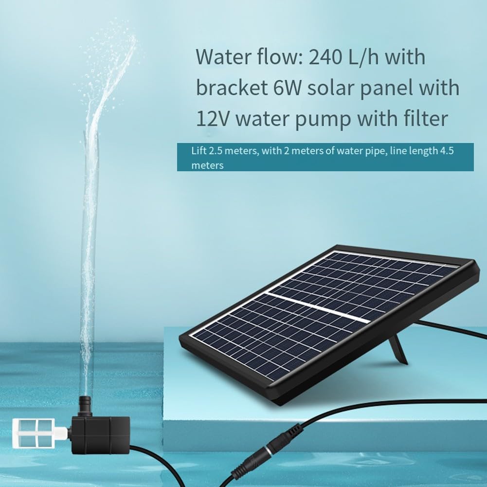 HpLive Bomba de agua solar, 12 V, bomba sumergible de oxígeno con 2 salidas, para estanque mediano, acuario exterior o depósito de agua