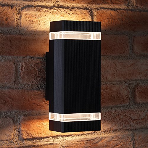 Lampe murale double sens Auraglow pour sécuriser une entrée sombre avec style en LED noir