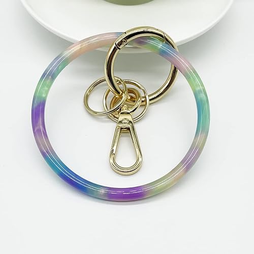 Miniatura 2 de Junyuerly Pulsera de llavero para mujer, llavero redondo de acetato con clip