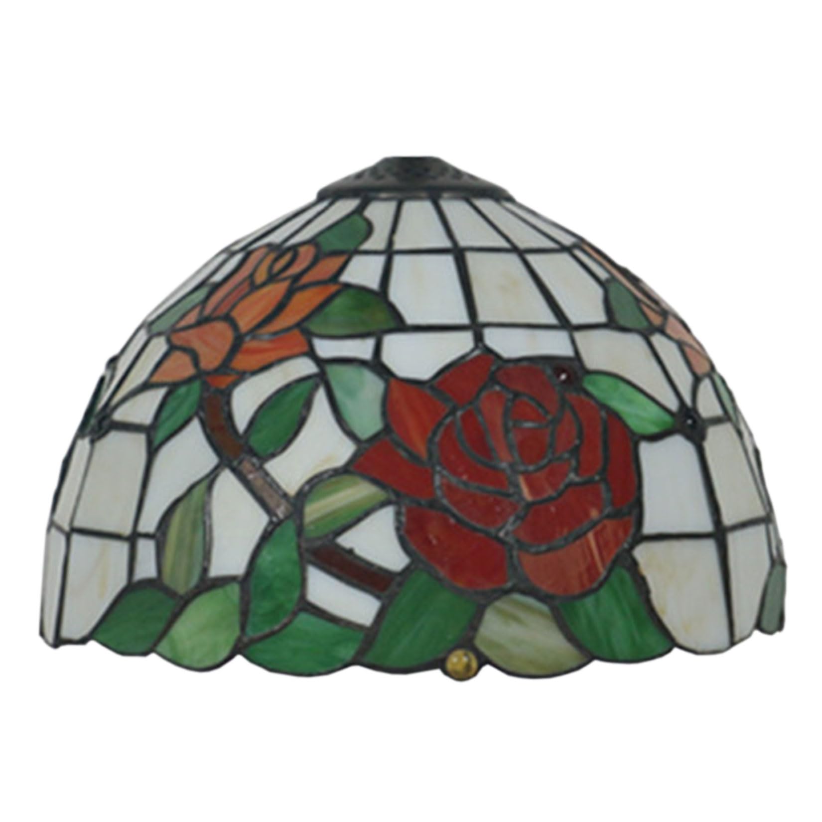 Wdcdyqdh Red/Blue/Green Tiffany Lamp Shade 12 Inch Wide Accessories Replacement Only Rose Stained Glass Lampshades Vintage Flower Leaf Light Cover For Table Pendant Ceiling Fixture