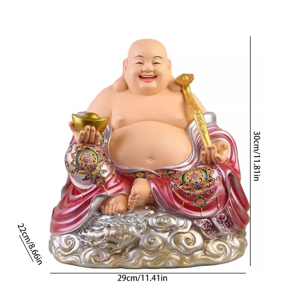 Figurka Buddy do użytku domowego do użytku domowego uśmiechniętego Buddy Bodhisattwy żywica posąg Buddy, aby przyciągnąć bogactwo, salon, gabinet, rzemiosło biurowe ozdoby medytacyjna statuetka buddy