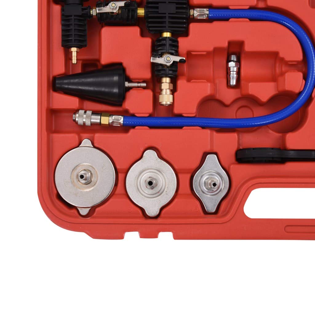 Comprobador de presión con 28 tapones de prueba, juego de herramientas de aluminio y plástico, juego de comprobador de tapa del radiador universal para coche, moto, mantenimiento de coche