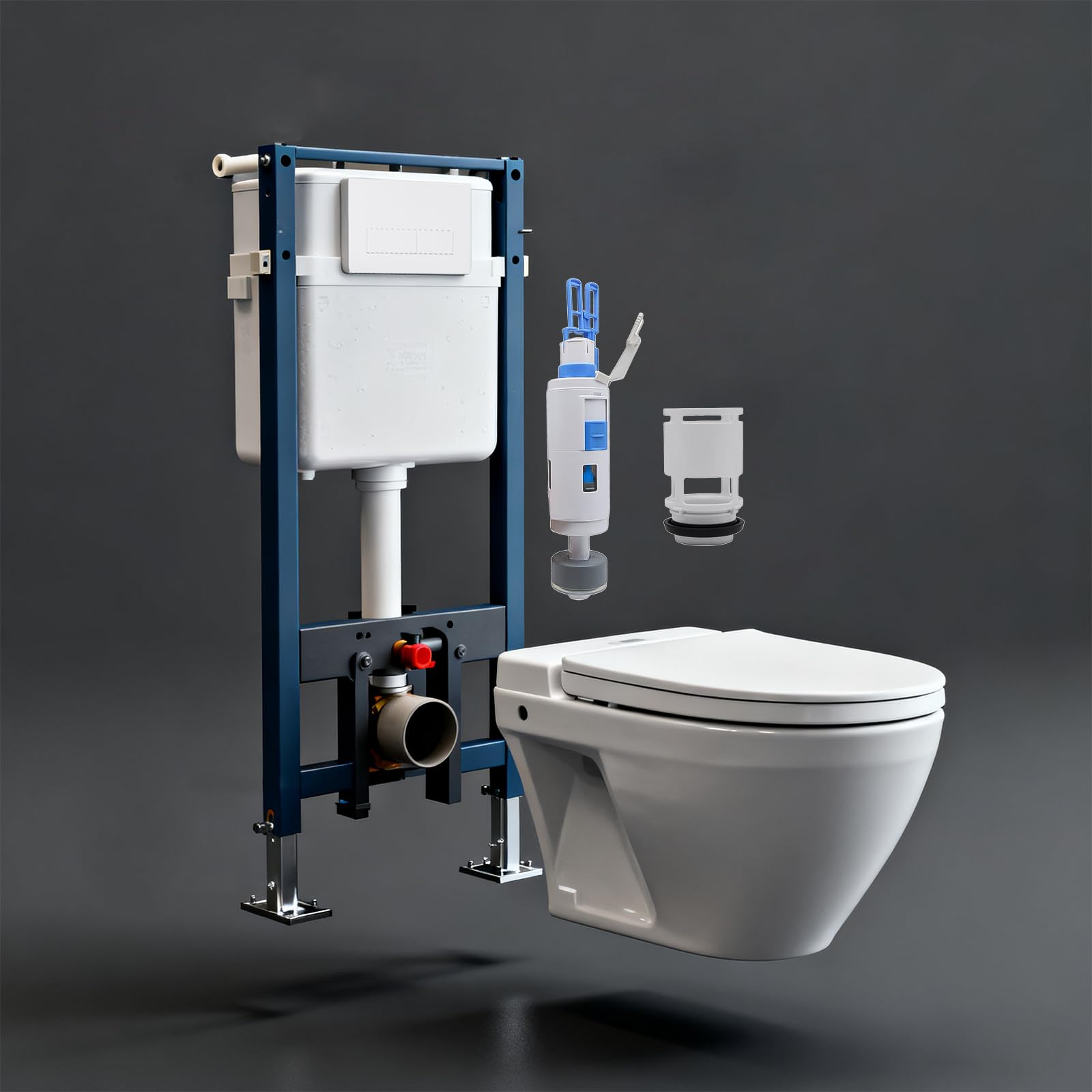 Mécanisme de Chasse d’eau pour Réservoir Encastré, Compatible avec Geberit Type 212, 244.820.00.1, Pièce de Rechange pour Réservoir, Double Chasse, 1 Pièce