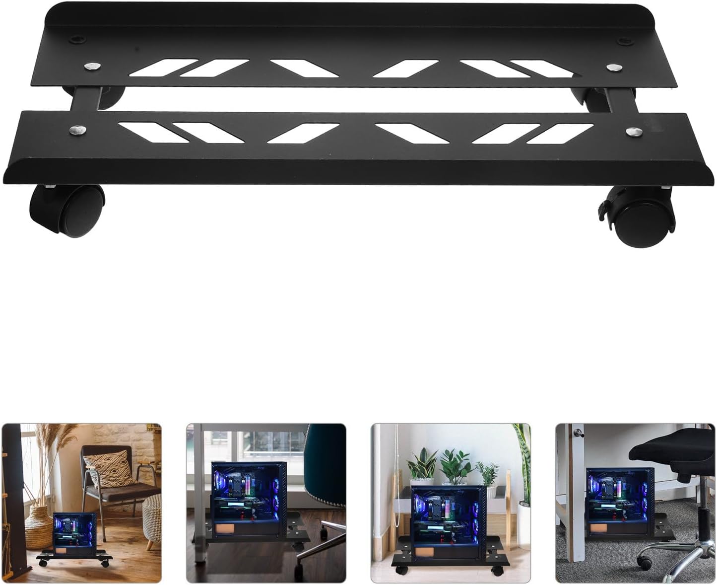 DOITOOL Computer Tower Stand with Wheels, Adjustable Thickened 1.2mm Steel Mobile CPU Holder for Office and Home, Universal PC Floor Stand for Gaming and Workstations