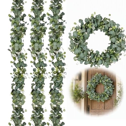 Image of 4 Pcs Artificial Eucalyptus Garland, 180cm Green Faux Hanging Vines