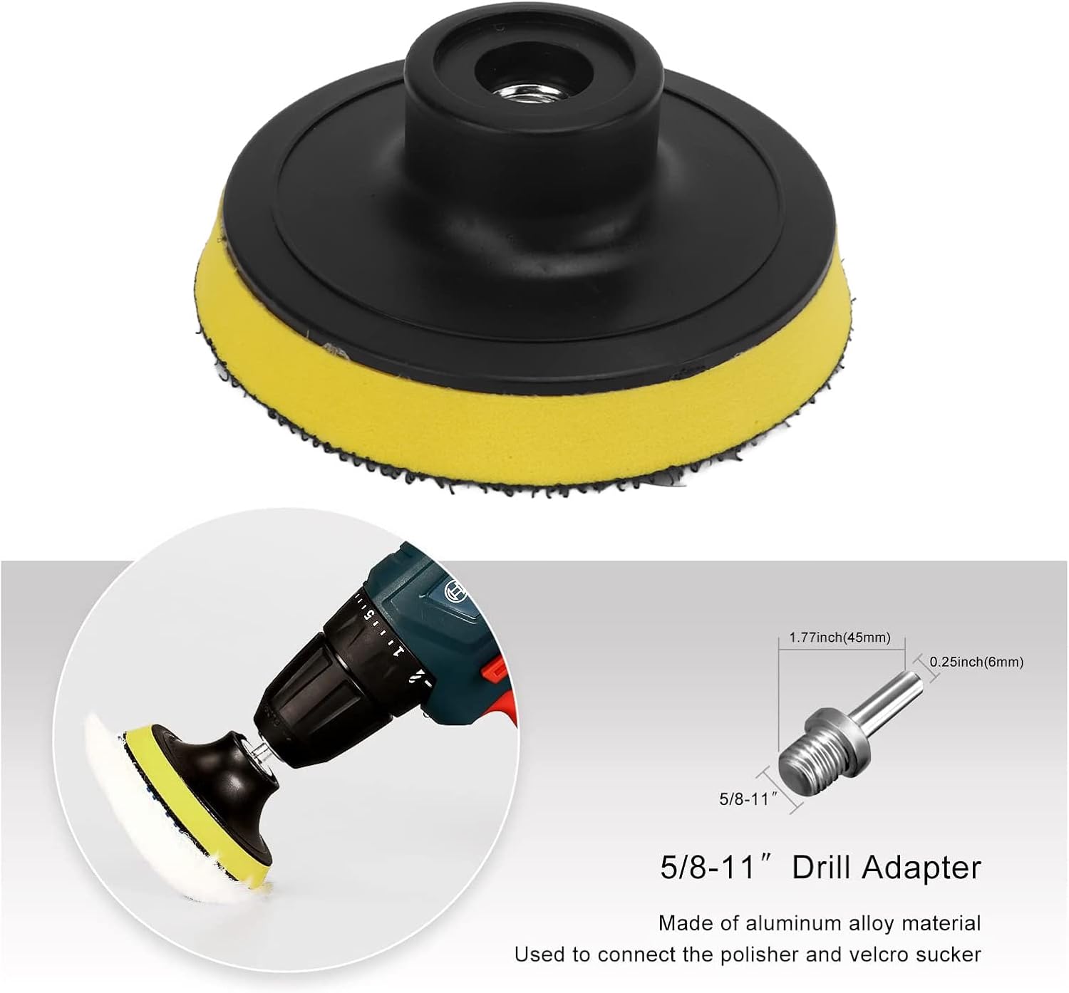 6pcs 3in Imitation Wool Polishing Buffing Pad Kit with 5/8in‑11 Drill Adapter Buffing Pads for Car Buffer Polisher Car Polisher Pad Car Buffer Pad - Image 4
