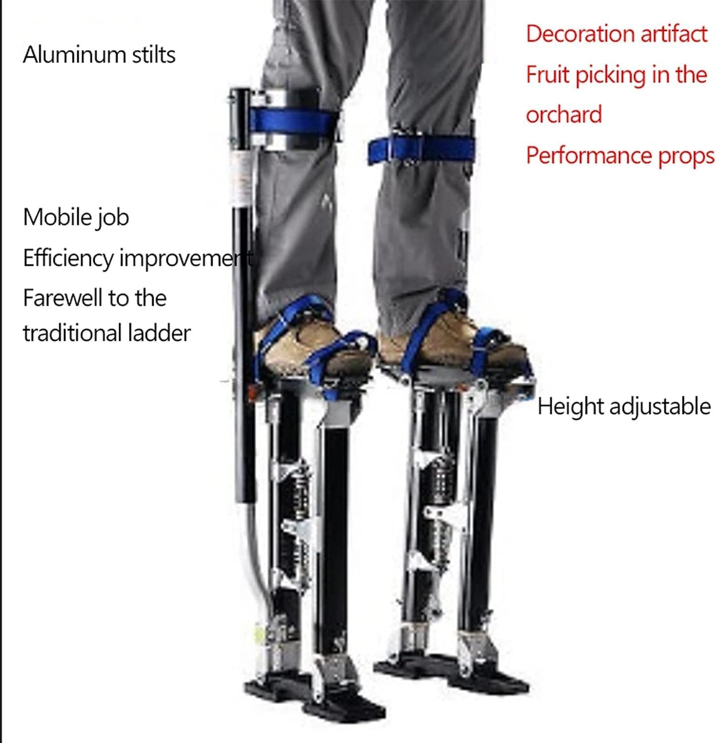 Szczudła robocze, szczudła z płyt kartonowo-gipsowych, profesjonalny regulowany pasek szczudła do płyt kartonowo-gipsowych budowniczych tynkarskie szczudła malarskie (Rozmiar: 38-58 cm, kolor:
