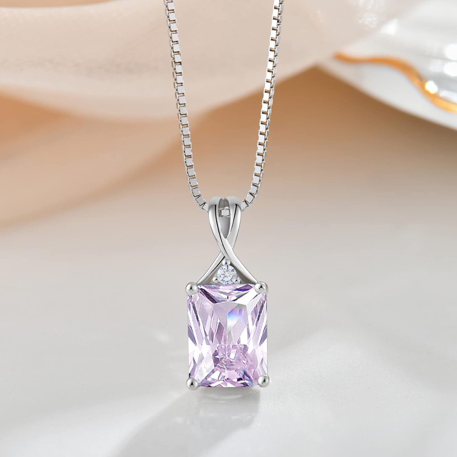 Fahonie 925 Sterling Silver Birthstone Necklace Jewelry Gift for Women Sister Wife Girlfriend Her - Image 4