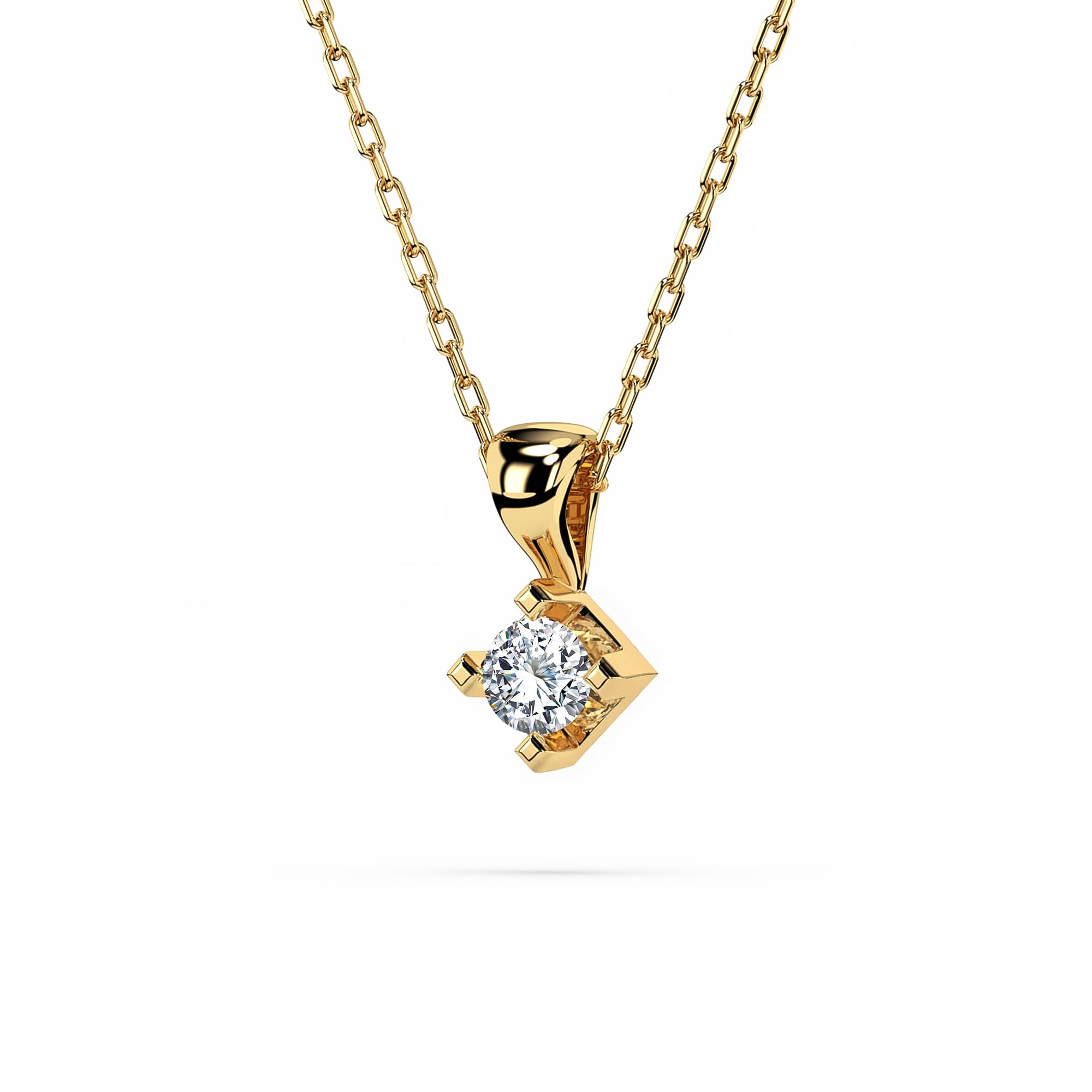 EDELIND Collana Punto Luce Donna con Diamante 0.08 ct in Oro 14k - Catenina con Ciondolo Solitario - Lunghezza Regolabile - Gioiello Idea Regalo
