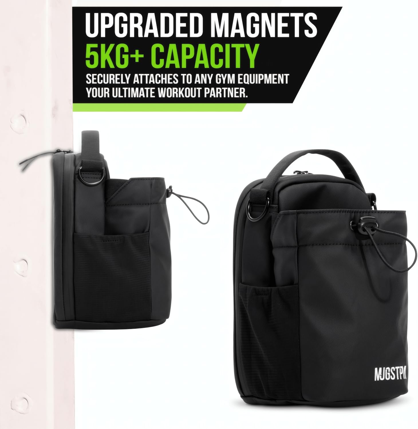 Magnetic Gym Bag with Waterproof Design - Hands-Free Storage with Built-In Phone Pouch, Water Bottle Holder, Strong Magnetic Attachment. For Gym, Golf, Work, Motorcycle, Everyday Carry - Image 2