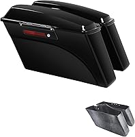 Vista 22 de XFMT Alforjas rígidas negras brillantes para motocicleta, alforjas con tapas y cierres negros para Harley Touring Road King Street Glide Road Glide