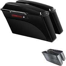 XFMT Motorcycle Saddlebags Hard Saddle Bags W/Black Latches & Liner For Harley Touring Road King Street Glide Road Glide Electra Glide 1993-2013, Vivid Black
