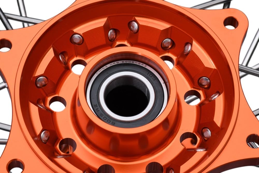 avdb -moto felga/szprychy, koło tylne 15" x 17" kompatybilne z KTM SX 300 2023-2024, SXF 250 2023-2024, SXF 350 2023-2024, HUSQVARNA FC 450 2023-2024, GAS EX 250 EX 252024-X Supermoto (pomarańczowy)