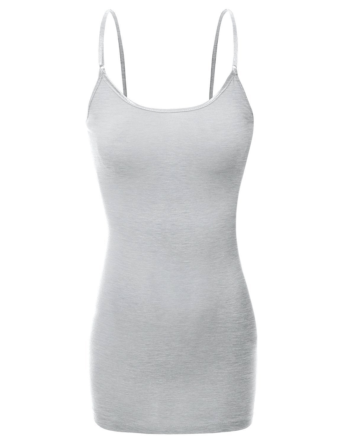 Bozzolo Women's Ladies Adjustable Spaghetti Strap Basic Long Cami Tunic Tank Top