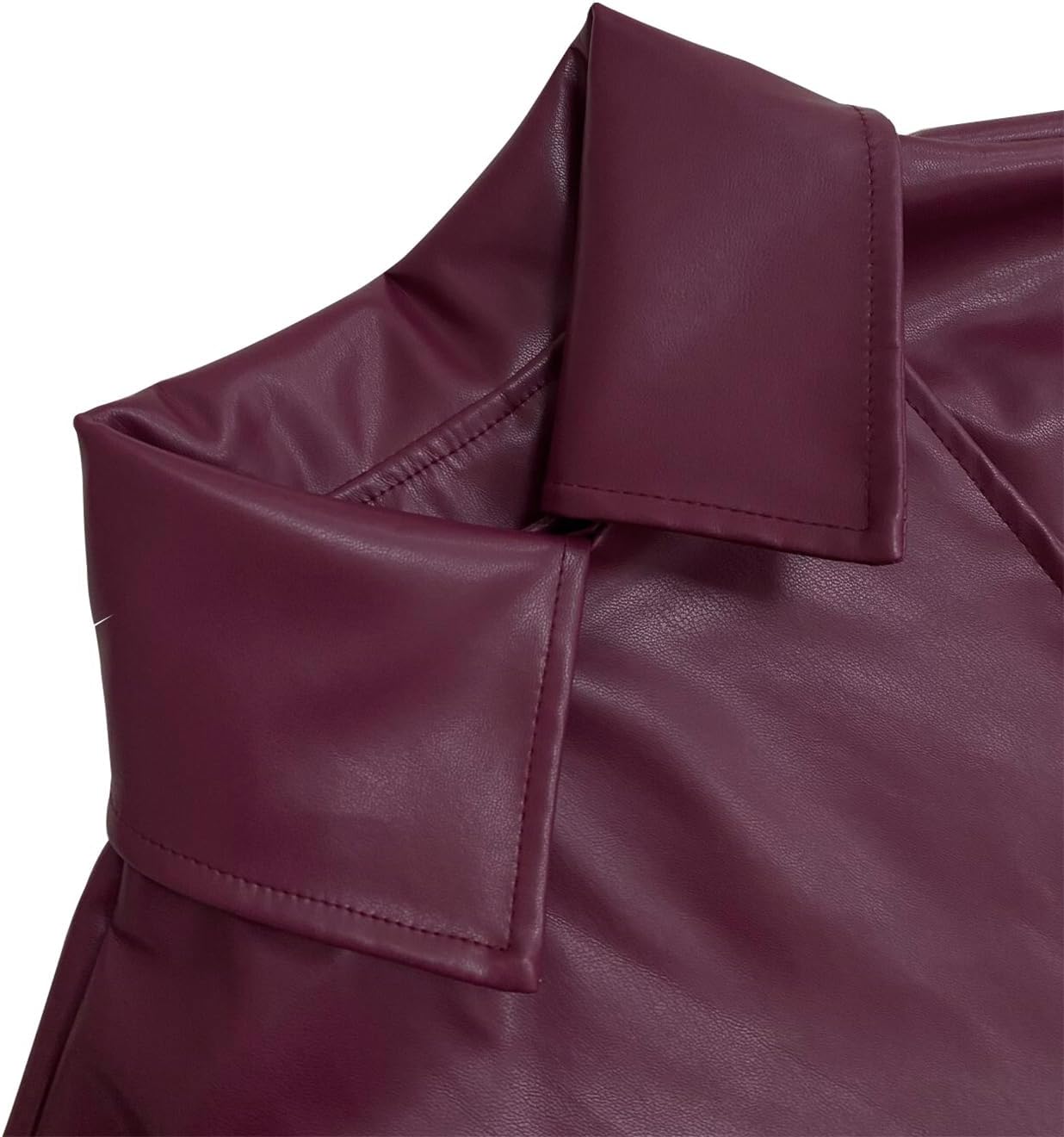 Tcremisa Womens Long Leather Jacket Long Sleeve Single Breasted Faux Leather Trench Coat Mid Length Motorcycle Coats - Image 3