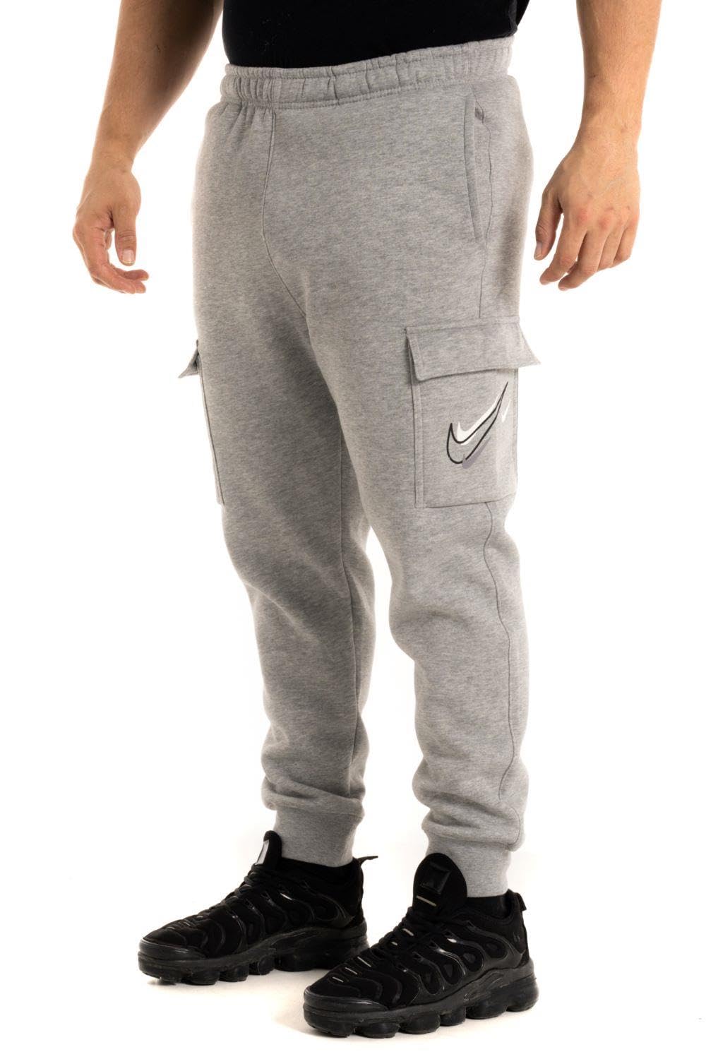Nike Men's Dark Grey Heather Sportswear Fleece Cargo Pants Dark Gret Heather Uk-Xl