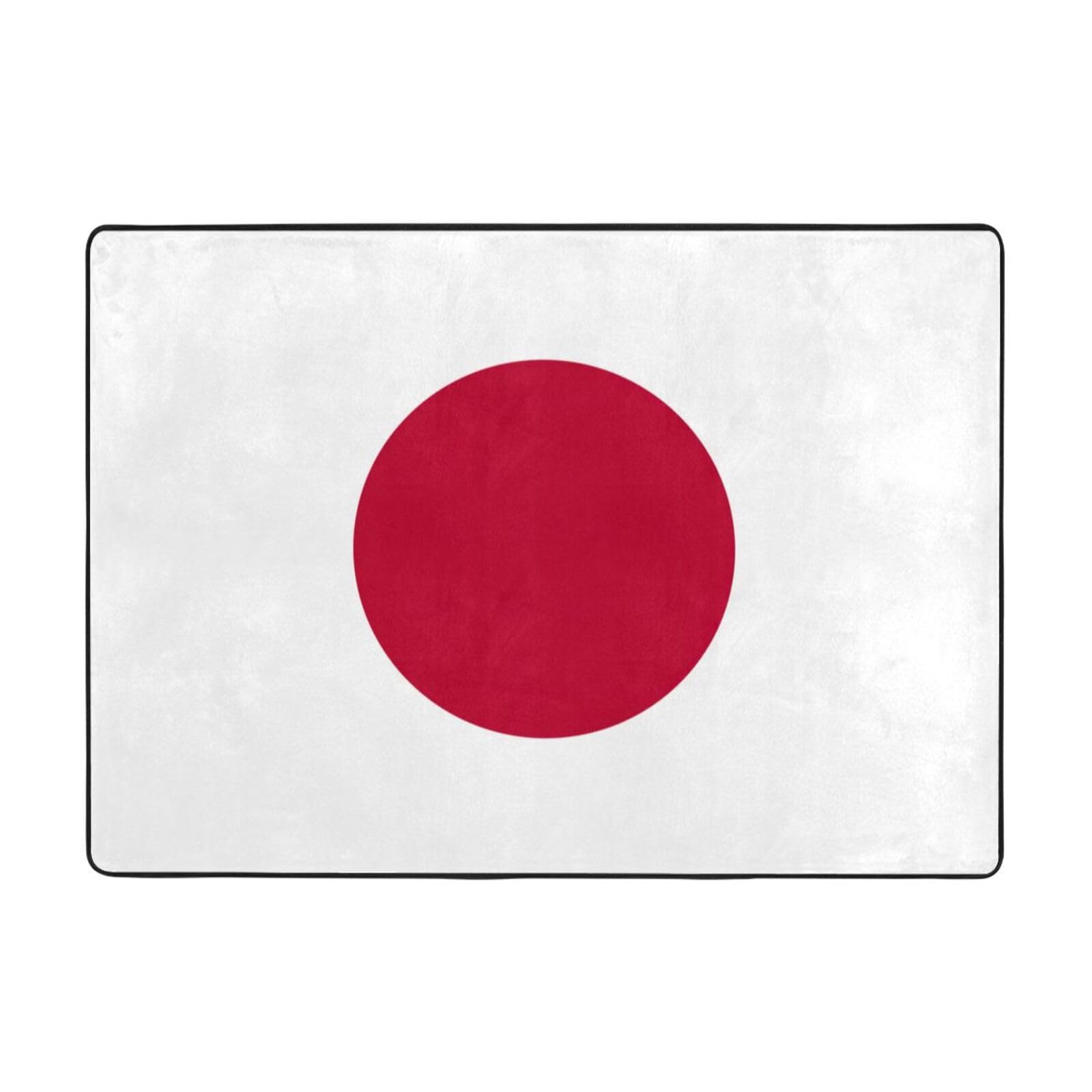 Grand tapis imprimé drapeau japonais EdWal en flanelle pour salle à manger 203x148 cm