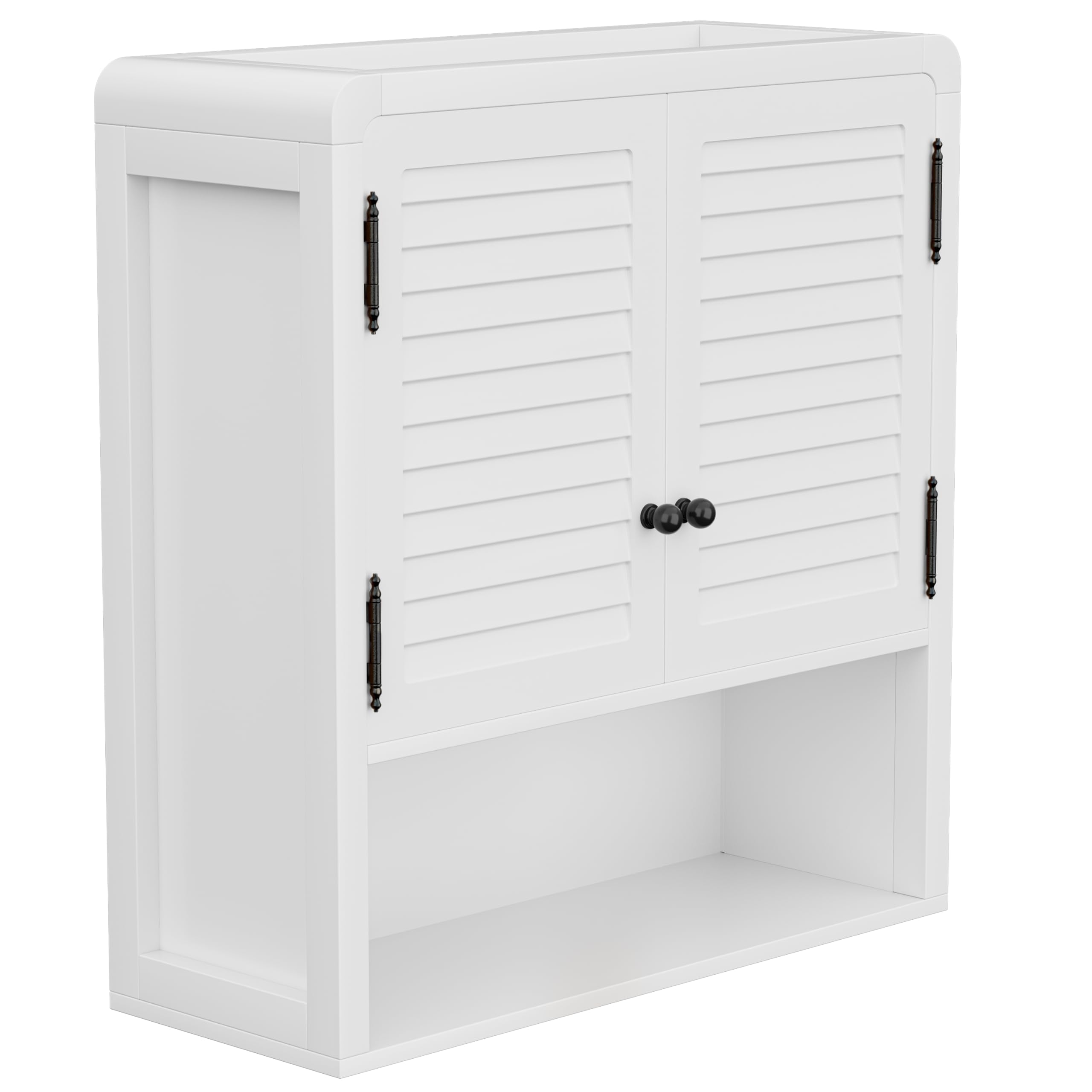 VDNEND Badezimmerschrank Wandschrank Holz, Hängeschrank Weiss mit Verstellbaren Fächern, Feuchtigkeitsbeständiger Und Stabiler Badschrank für Badezimmer/Waschküche/Küche, 22,1T x 57,3B x 61H cm (Weiß)