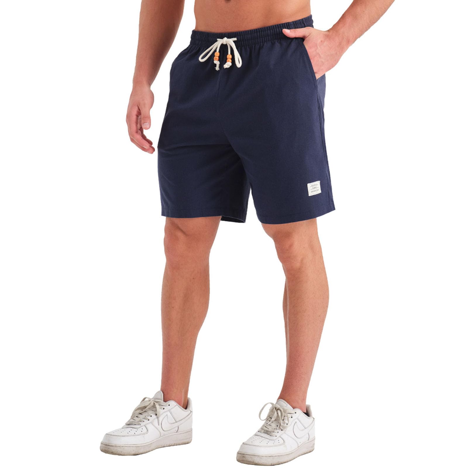 JustSun Kurze Hosen Herren Leinenhose Shorts Leinen Sommer Freizeithose Leicht Atmungsaktiv mit Tunnelzug