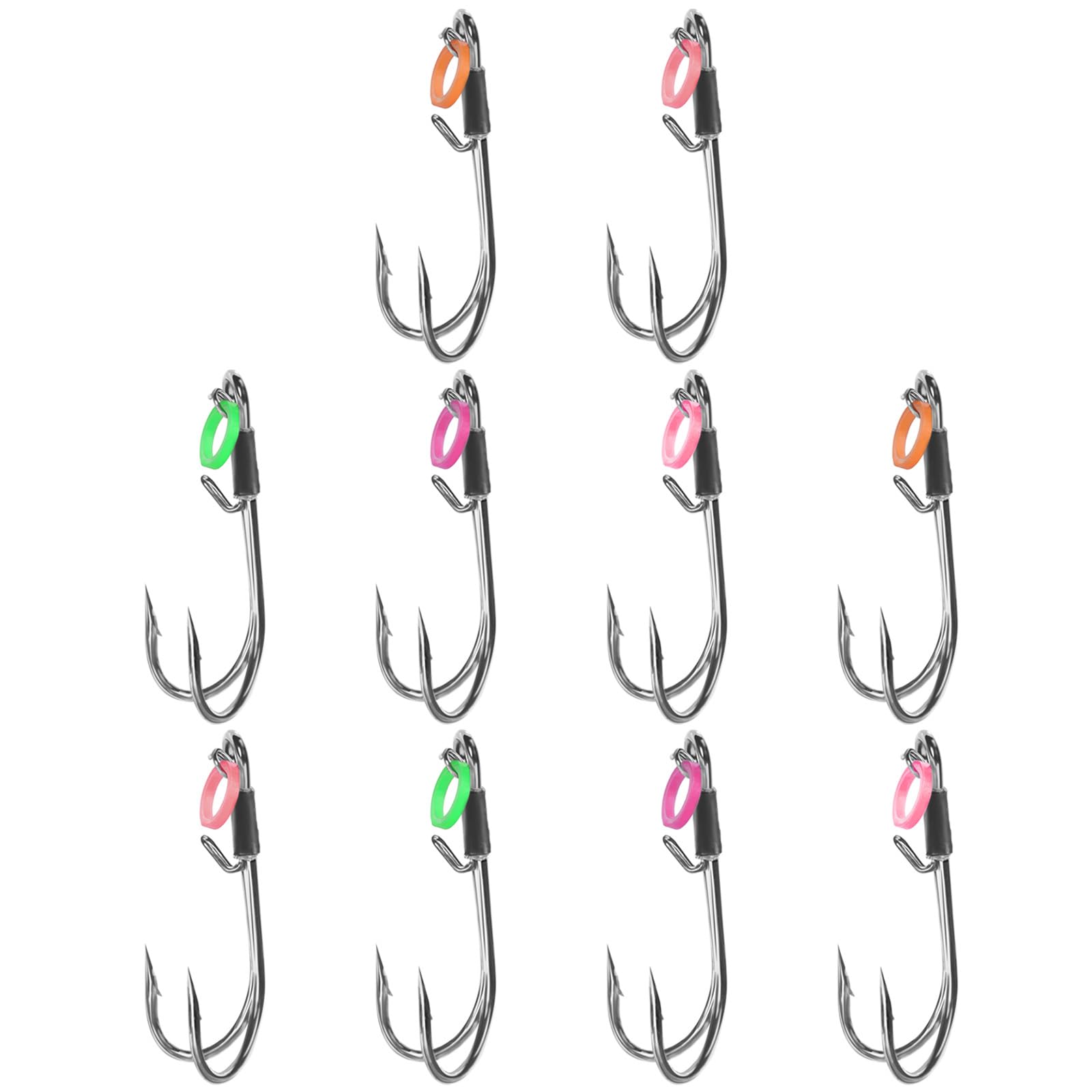 yanwuwa 10pack Strong Double Hook Perches Ringed Twin Hook River Fishing for Catching Basses and Catfishes Lake Fishing