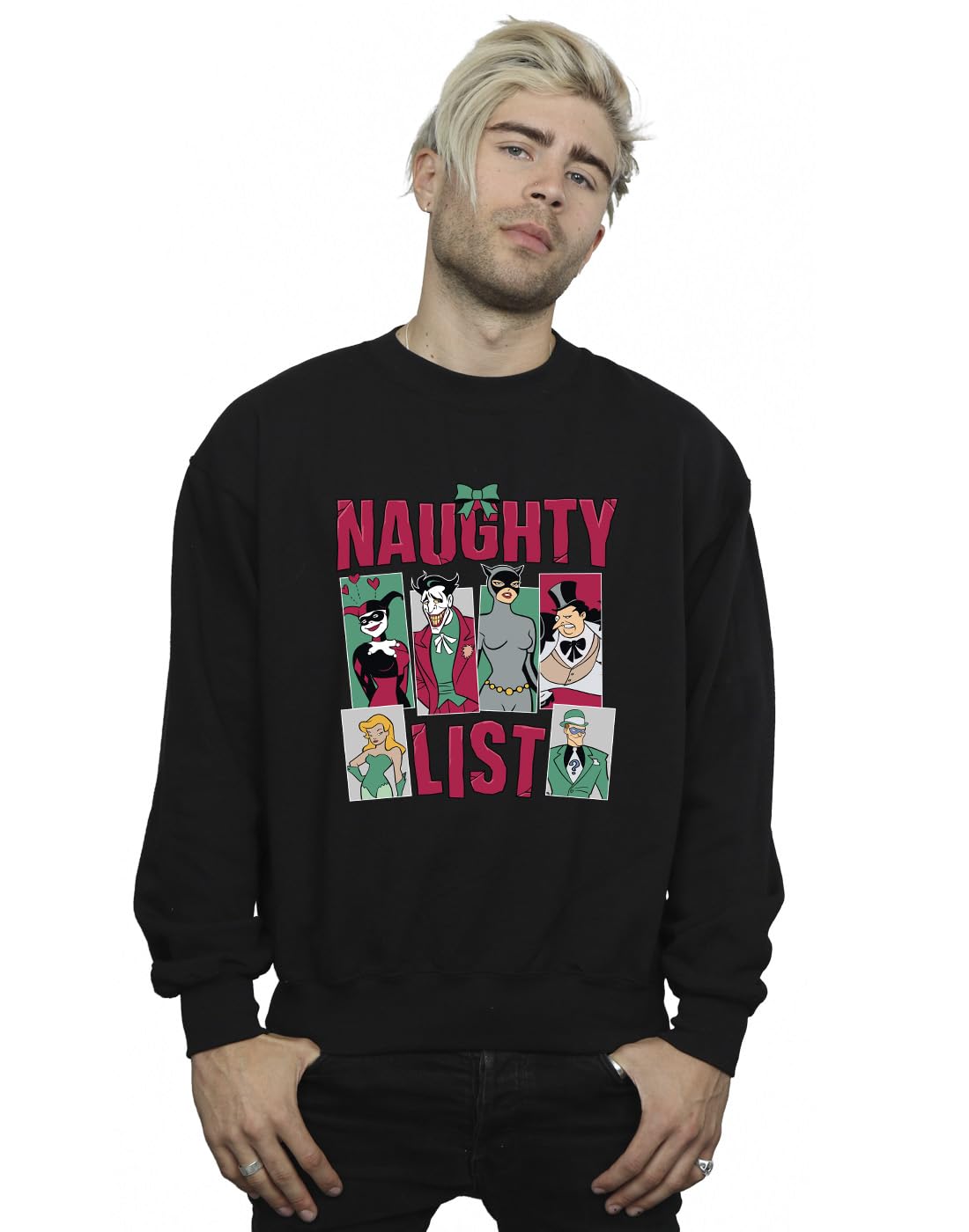 Absolute Cult DC Comics Men's Batman Naughty List Sweatshirt Black XXXXX-Large