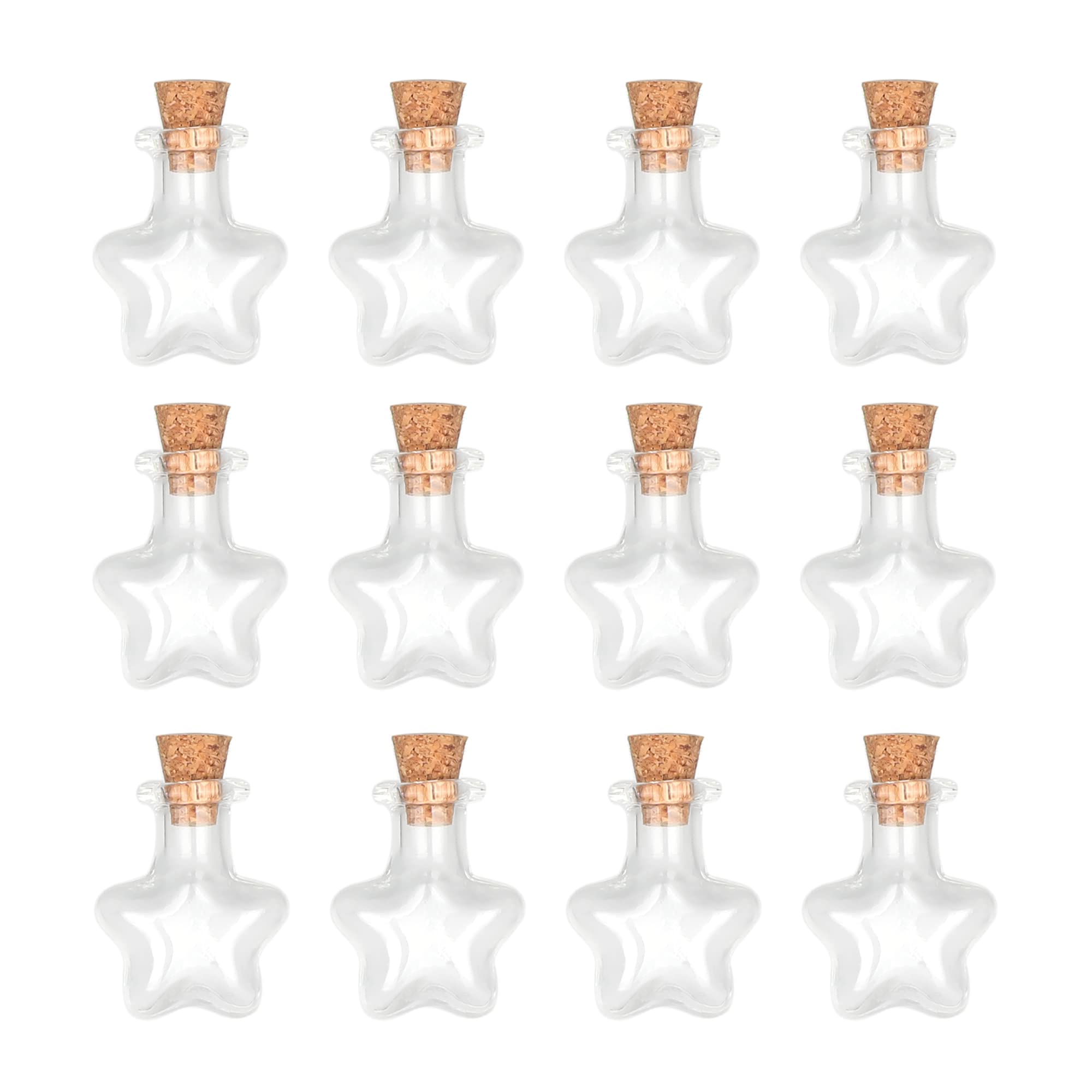 Magic Season Tiny Decorative Glass Bottles 12 Pcs (Tiny Five-Pointed Star Bottles)