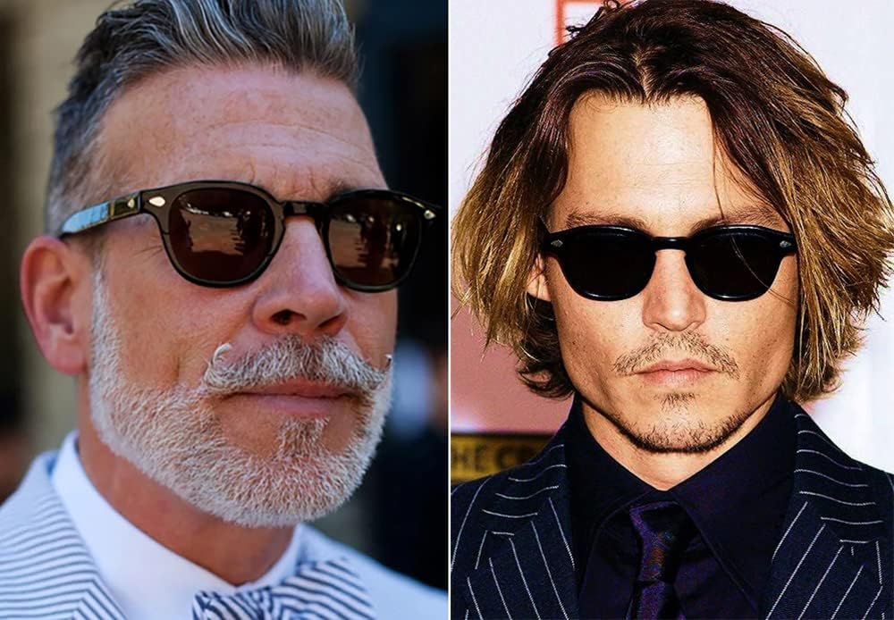 WONAVEHY Occhiali da sole Mens Womens Unisex Retro occhiali da sole per gli uomini donne Pirata Capitano Johnny Depp Stile Vintage Rotondo Stile Occhiali da sole colorati per gli uomini Signore Moda