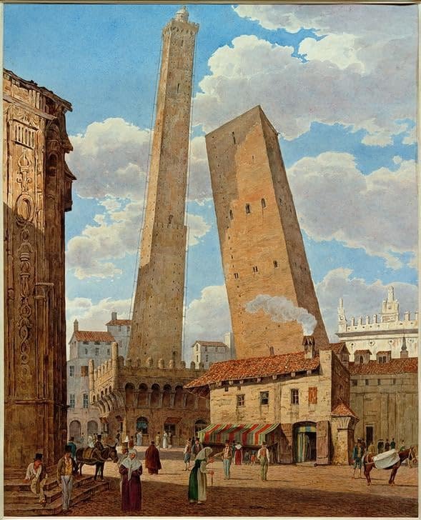 Tableau les tours Asinelli et Grisenda Jakob Alt pour une décoration murale inspirante
