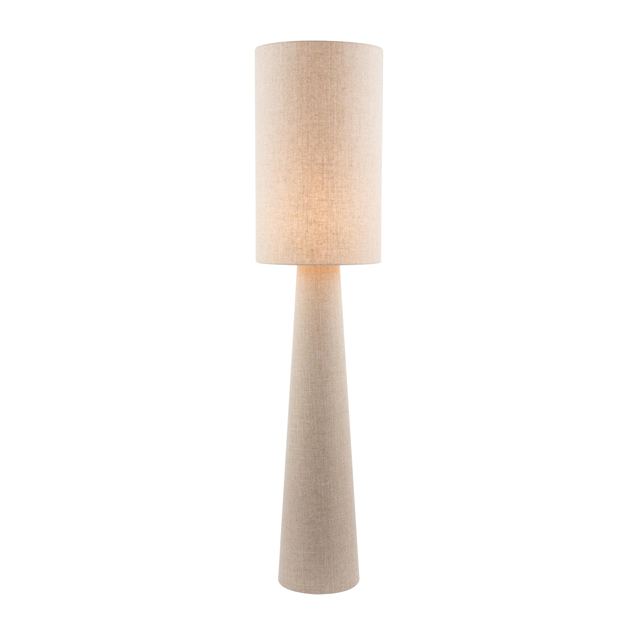 Happy Homewares White/Light Modern Natural Oatmeal Linen Floor Lamp With Fabric Shade And Base